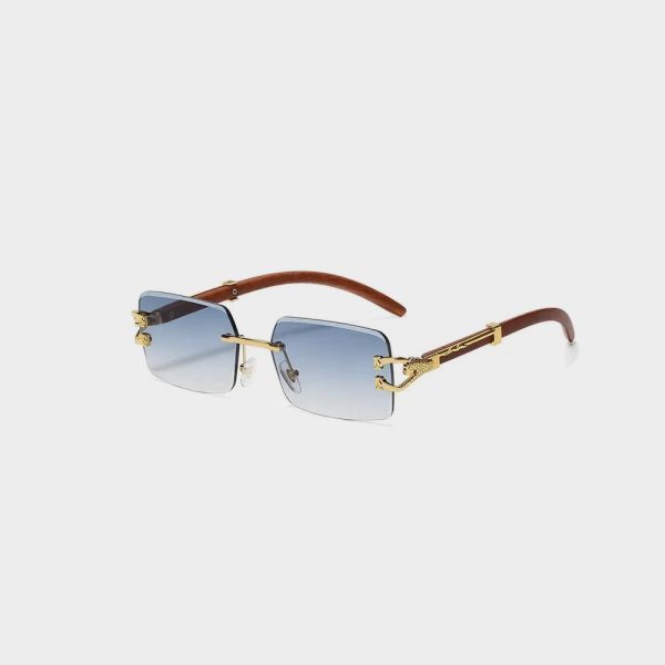 عینک آفتابی کلاسیک وینتیج بدون حاشیه چهارگوش سر پلنگی